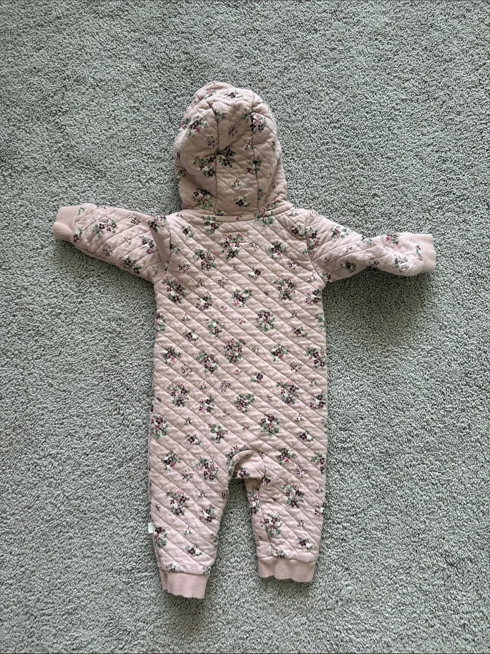 Carter's Light Pink Quilted Floral Hooded One-Piece